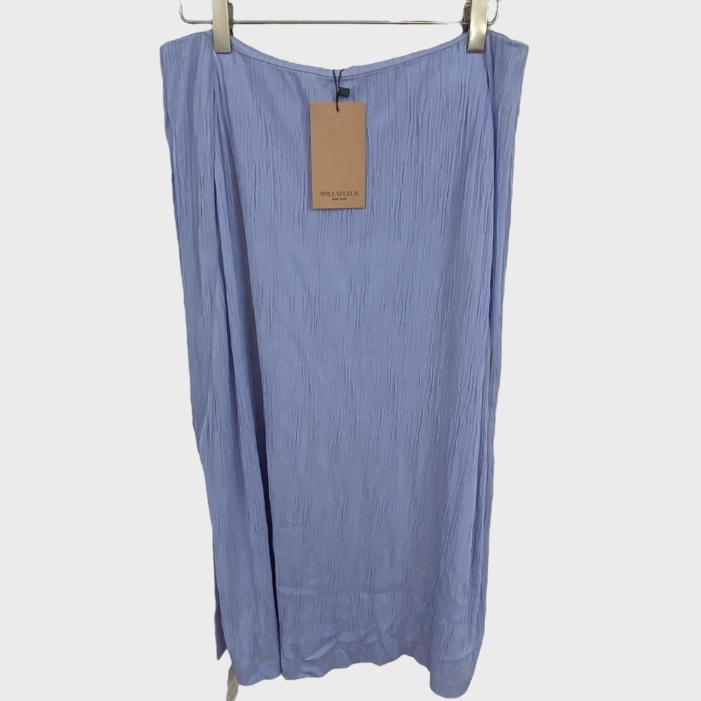 MM Lafleur NWT Light Periwinkle Blue Pleated Midi Skirt Size 10 - Picture 10 of 11